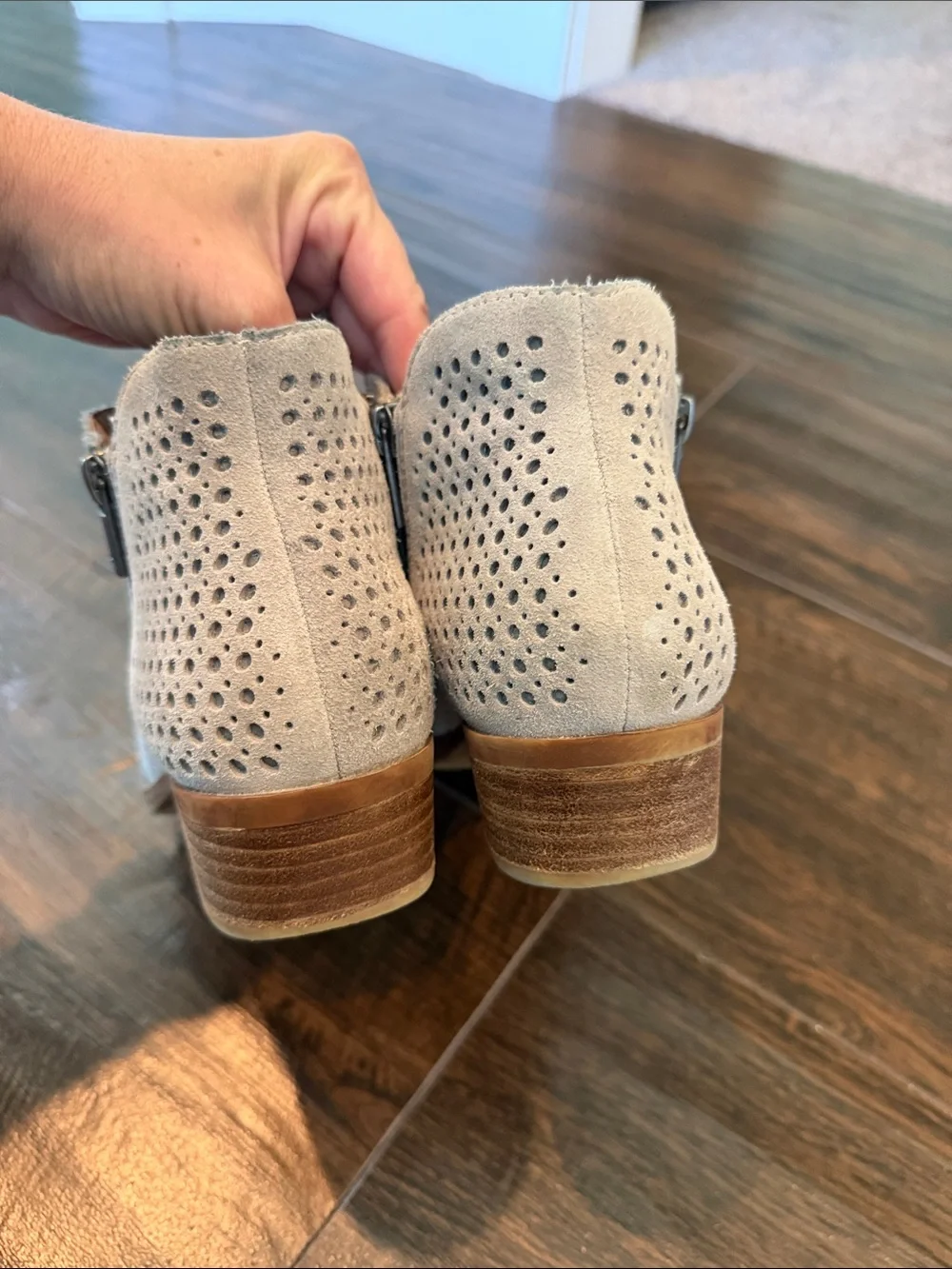 Lucky Brand Women's White Perforated Ankle Booties